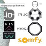 Adaptadores SOMFY para eje de persiana de diámetro 60mm